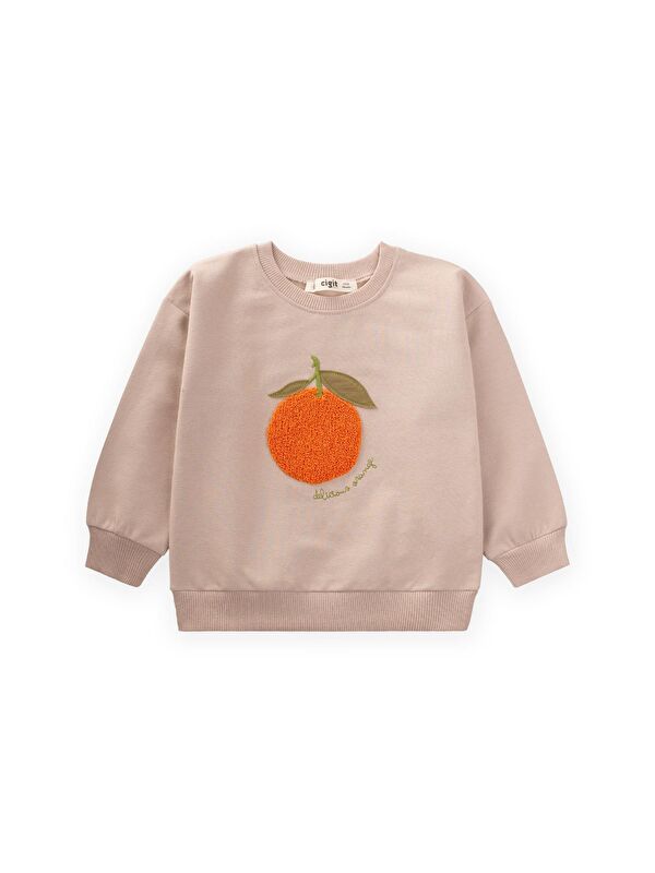 CİGİT Süzene Nakışlı Sweatshirt 1-7 Yaş Bej