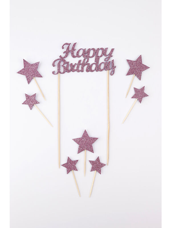 Le Mabelle Lila Happy Birthday Yıldız Pasta Süsü