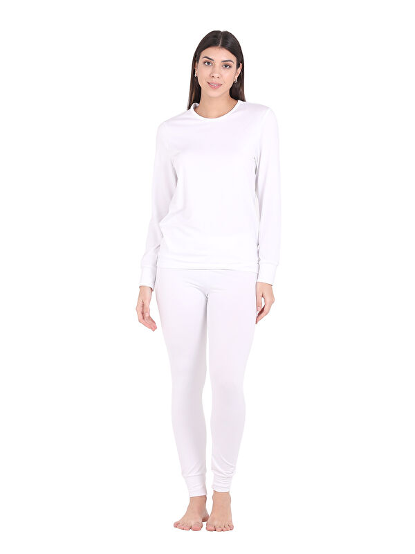 THERMOFORM Microfiber Şardonlu Termal İçlik Set Kadın BEYAZ