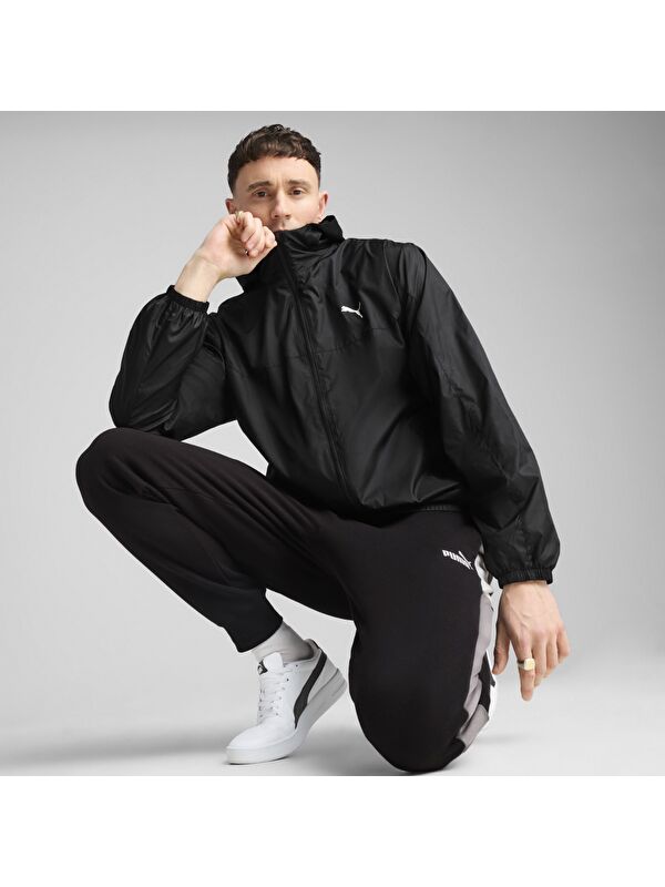 Puma Essentials Regular Erkek Siyah Kapüşonlu Ceket