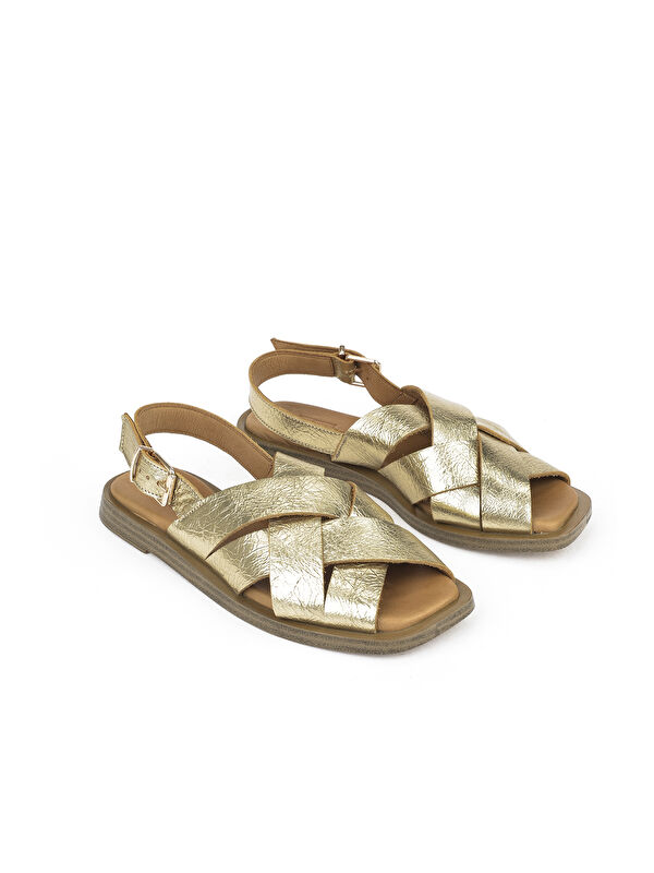 Hakiki Deri Kadın Sandalet 1511033Z25014 Gold - Görsel 2
