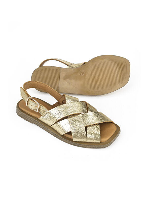 Hakiki Deri Kadın Sandalet 1511033Z25014 Gold - Görsel 5