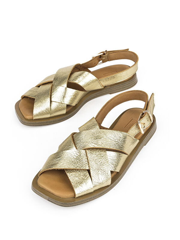 Hakiki Deri Kadın Sandalet 1511033Z25014 Gold - Görsel 6