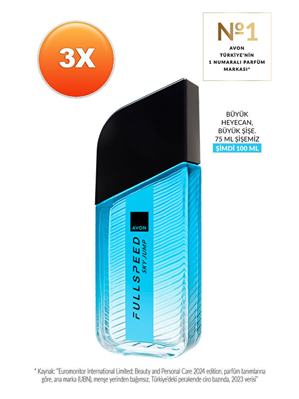AVON Full Speed Sky Jump Erkek Parfüm Edt 100ml Üçlü Paket
