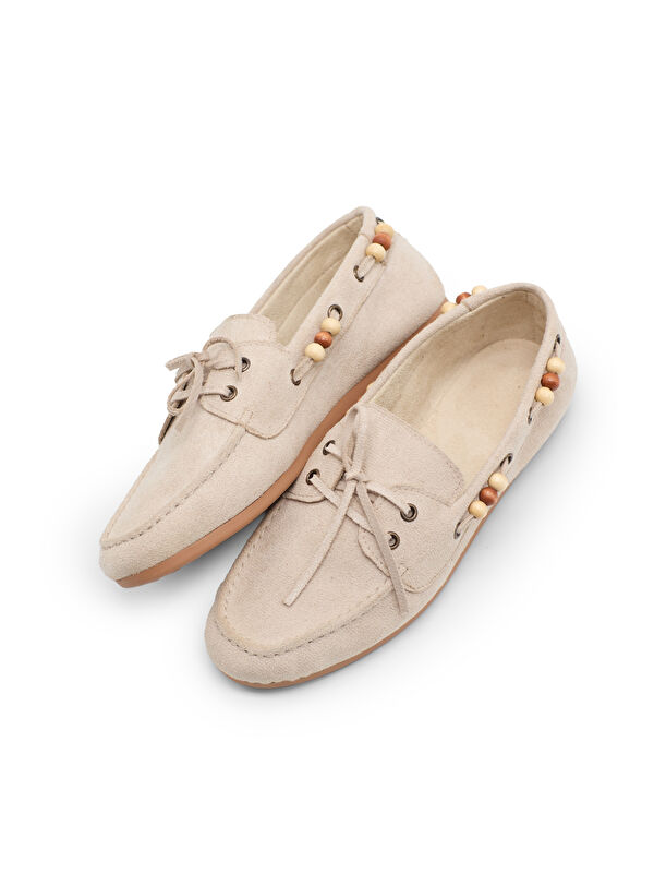 Tonny Black Kahverengi Tonny Black Rahat Kalip Kadın Boncuk Detaylı Günlük Babet