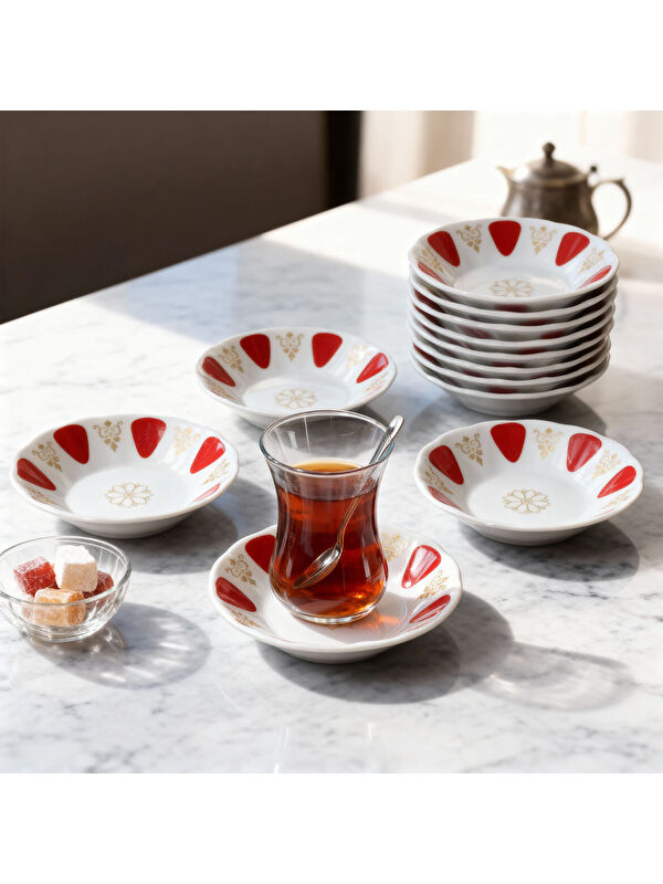 GÜRAL PORSELEN Acem 12 parça 10 cm Çay tabağı 90193