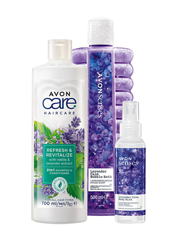 AVON Lavanta Kokulu Şampuan Banyo Köpüğü ve Vücut Spreyi Paketi