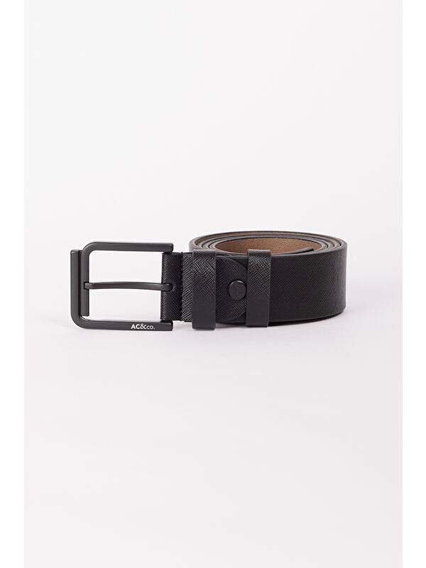 AC&Co / Altınyıldız Classics Erkek SIYAH PRADA Casual Suni Deri Kemer