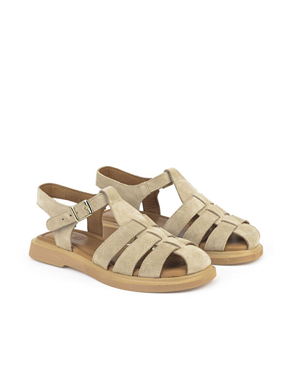 Kadın Hakiki Deri Sandalet 1511047Z6002 Bej - Görsel 3