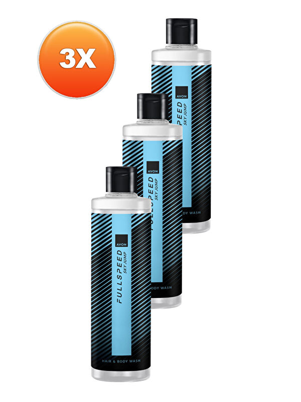 AVON Full Speed Sky Jump Saç ve Vücut Şampuanı 250ml Üçlü Paket