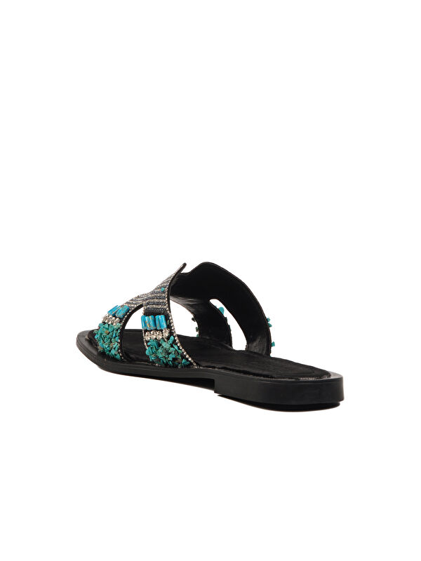 Siyah Taş İşlemeli İnce Taban Hafif Kadın Terlik 246048 Z - Görsel 5