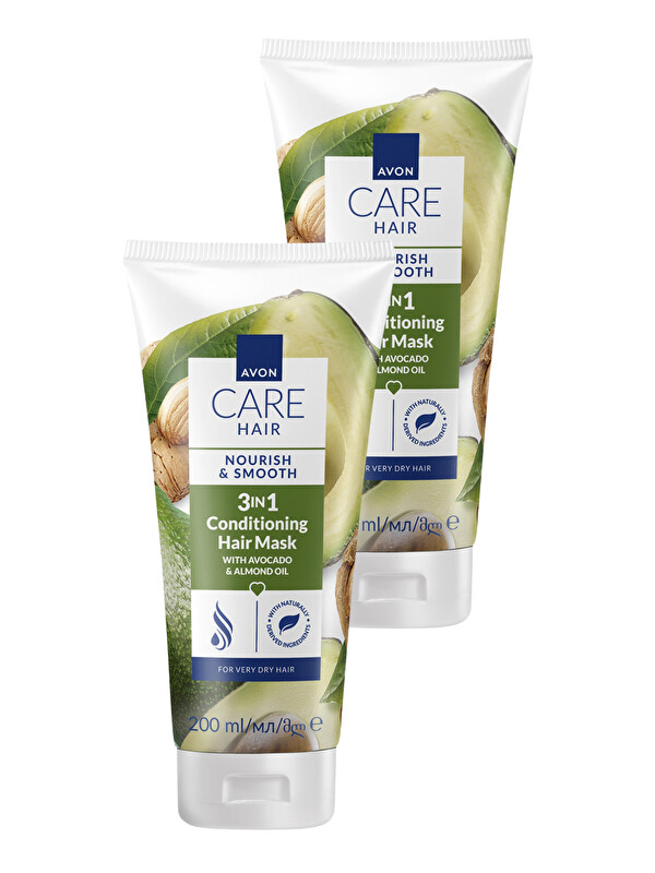 AVON Care Avokado ve Badem Yağı İçeren 3’ü 1 Arada Saç Maskesi 200ml İkili Paket