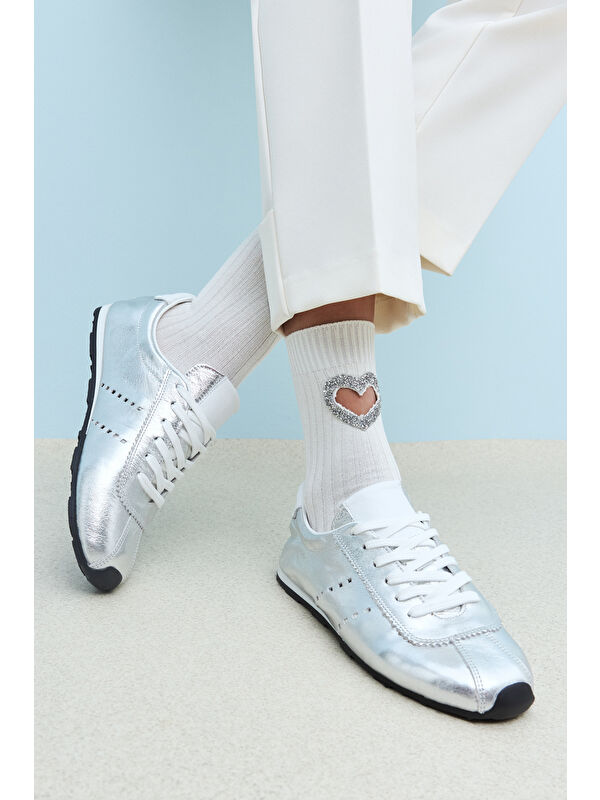 Kadın Hakiki Deri Sneaker 1511035Z6300 Gümüş - Görsel 7