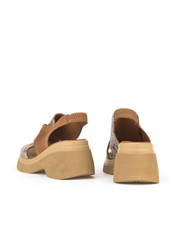 Kadın Hakiki Deri Topuklu Sandalet 151992Z64001 Taba - Görsel 4