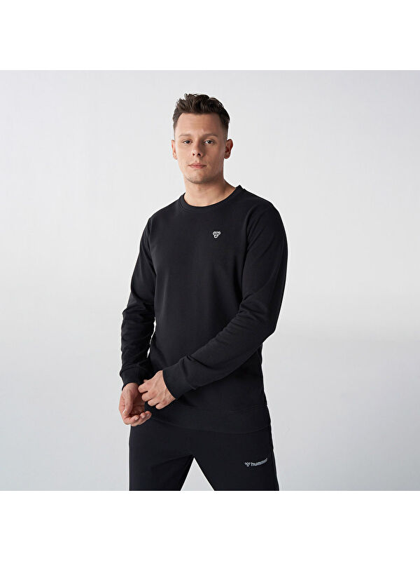Hummel T-Ic Ico Erkek Siyah Yuvarlak Yaka Sweatshirt