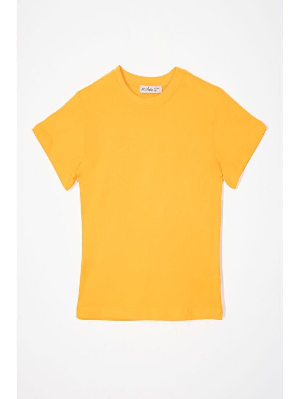 Zepkids Bisiklet Yaka Koyu Sarı Renk Erkek Çocuk Tshirt