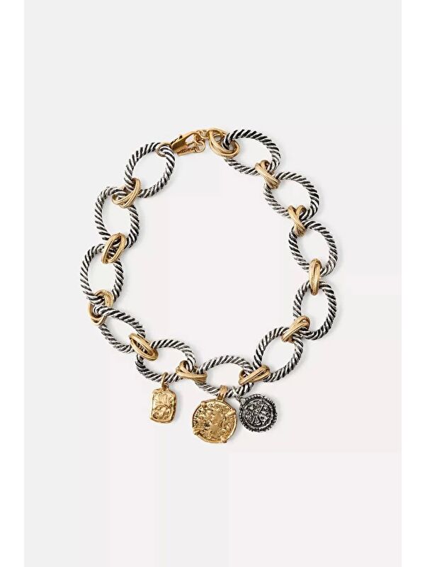 New Obsessions Gold ve Silver Karışık Madalyon Kolye