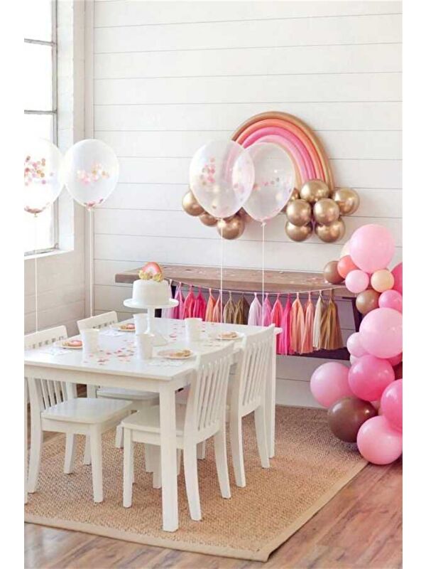 Le Mabelle Şeffaf 4'lü Konfetili Balon Set