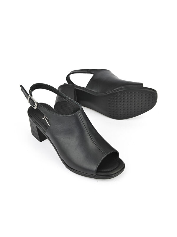 Ziya Ayakkabi Kahverengi Ziya Ayakkabi Hakiki Kadın Deri Topuklu Sandalet