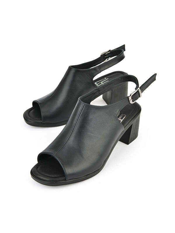 Ziya Ayakkabi Kahverengi Ziya Ayakkabi Hakiki Kadın Deri Topuklu Sandalet