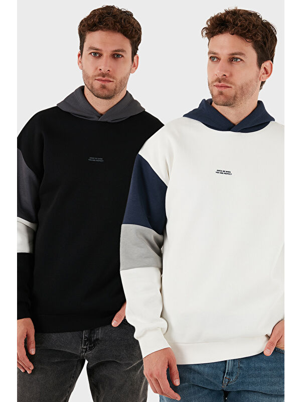 Buratti Pamuklu Relaxed Fit Kapüşonlu İçi Tüylü Yumuşak Şardonlu 2' li Paket Sweat 5905299S2