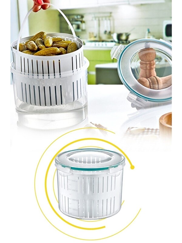 Meleni Home Turşuluk Süzgeçli Zeytin Turşu Saklama Kabı