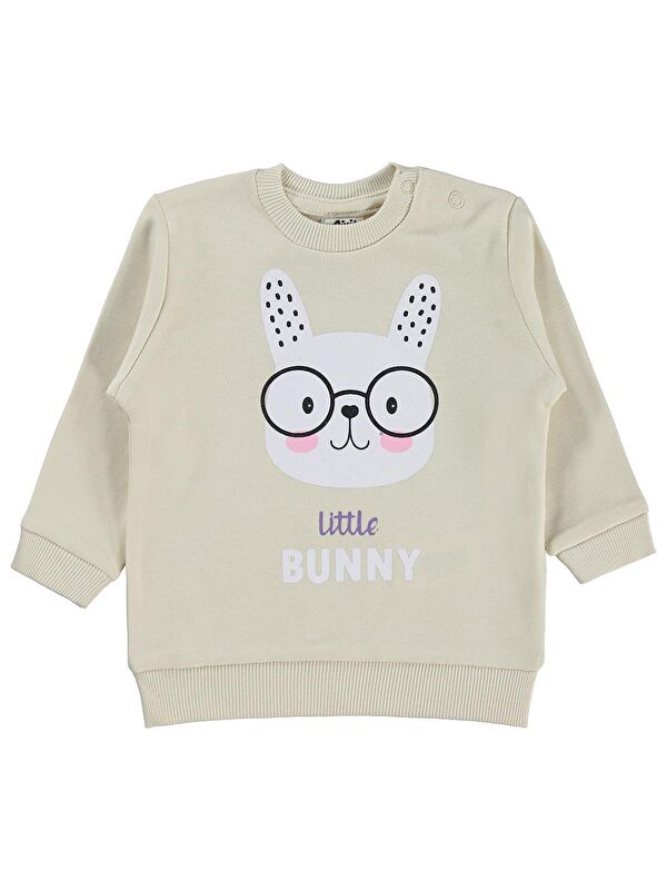 Civil Baby Little Bunny Baskılı 6-18 Ay Sweatshirt - Fil Dişi 6-9 Ay