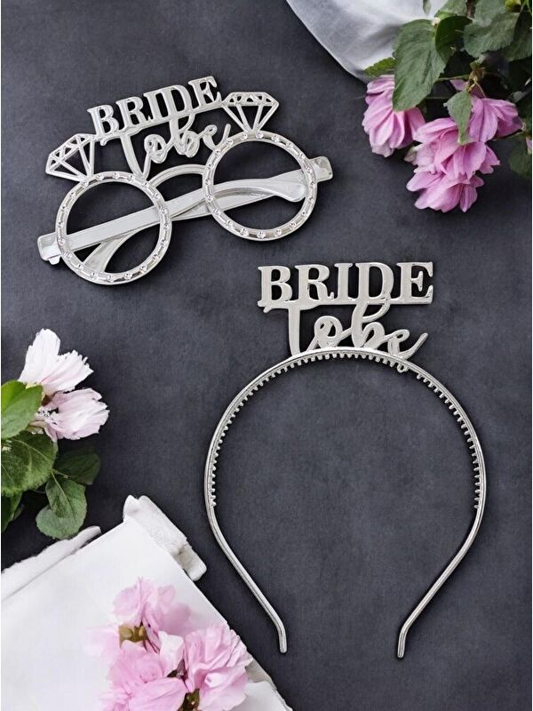 Parti Adresi Bride To Be Taç Gözlük Set Bekarlığa Veda Parti Aksesuarı Gümüş