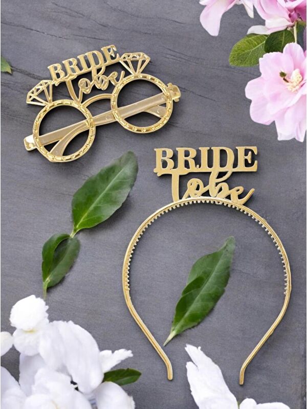 Parti Adresi Bride To Be Taç Gözlük Set Bekarlığa Veda Parti Aksesuarı Gold