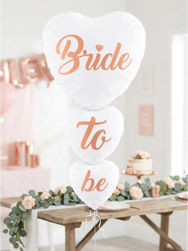 Parti Adresi Bride To Be Yazılı Kalp Folyo Balon Bekarlığa Veda Partisi Balonu Beyaz 100 cm