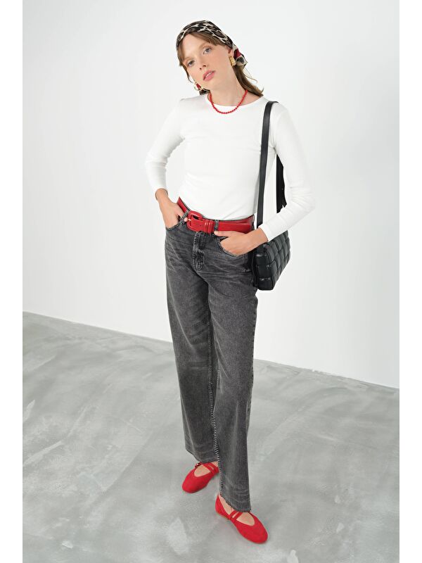 HE-QA Wide Leg Jean Antrasit