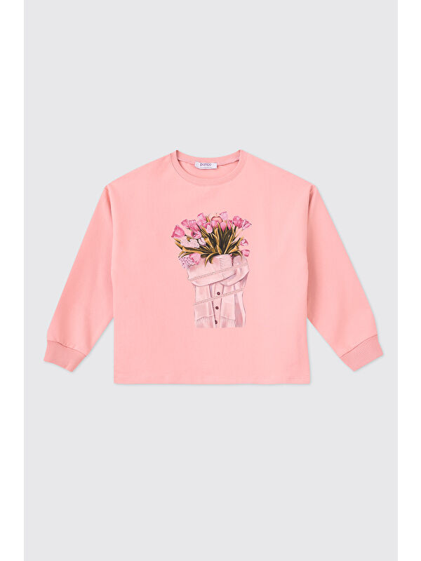 Panço Kız Çocuk Pudra Sweatshirt