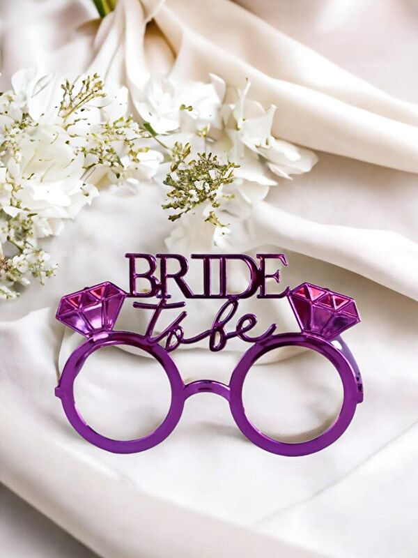Parti Adresi Bride to be Bekarlığa Veda Partisi Gözlüğü Tek Taşlı Bride Gözlük Fuşya