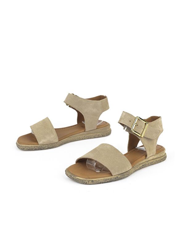 Kadın Hakiki Deri Sandalet 1511047Z713 Bej - Görsel 5