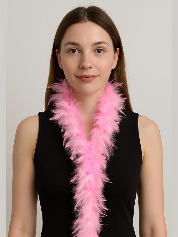 Parti Adresi Otriş Tüy Bride Parti Kostüm Aksesuarı Pembe 180 cm