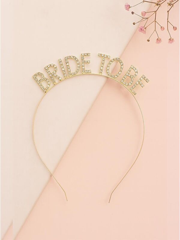 Parti Adresi Bride To Be Taç Metal Kristal Taşlı Bekarlığa Veda Parti Tacı Gold