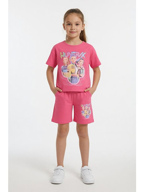 Cansın Mini Pembe Girls Baskılı Kız Çocuk Şortlu Tişörtlü 2li Takım 23853
