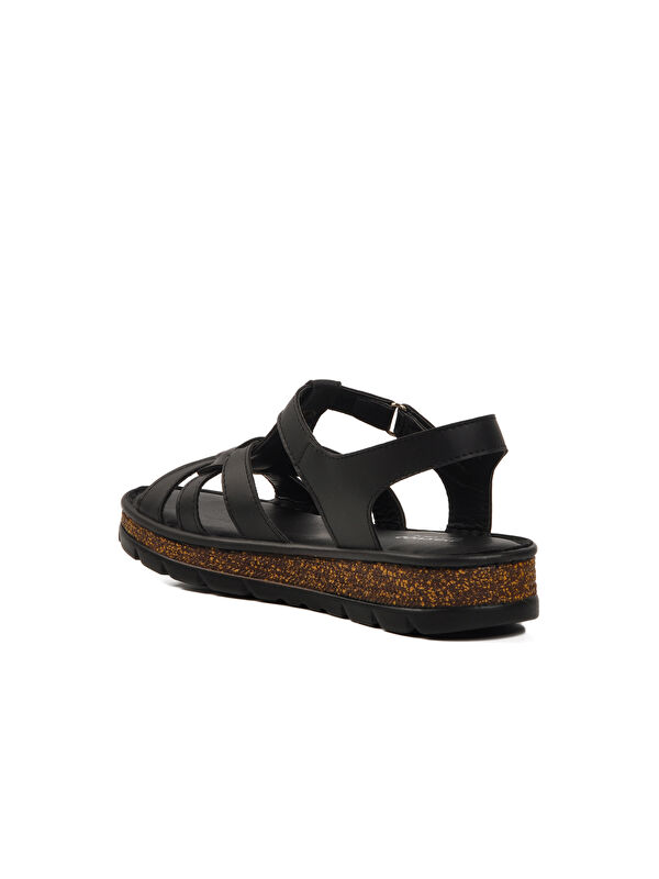 Siyah Cırtlı Kadın Sandalet 492127 Z - Görsel 5