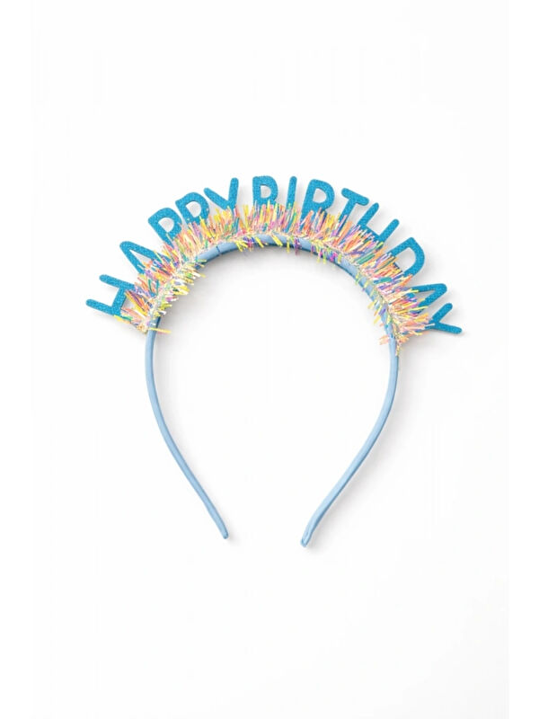 Le Mabelle Mavi Saçaklı Happy Birthday Temalı Kız Çocuk Parti Tacı