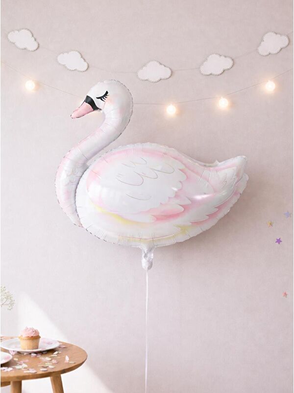 Parti Adresi Beyaz Kuğu Folyo Balon – Bekarlığa Veda & Doğum Günü 86 cm