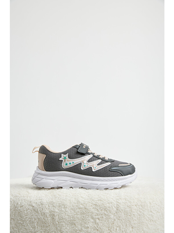 TONNY BLACK Çocuk Unisex Füme Pudra Rahat Kalıp Nefes Alabilen Cırtlı Sneaker