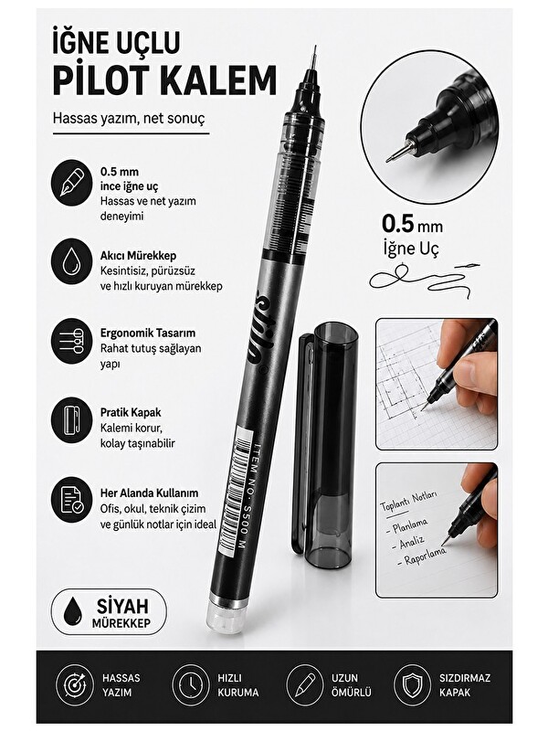 Artlantis Pilot Kalem İğne Uçlu 1 Adet Stilo Pilot Kalem 0.5mm İnce Uçlu Pilot Kalem Likit Mürekkepli Pilot