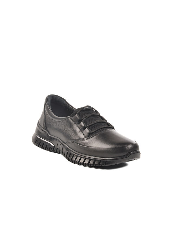 Siyah Hakiki Deri Anatomik Kadın Casual Ayakkabı 9403 Z - Görsel 4