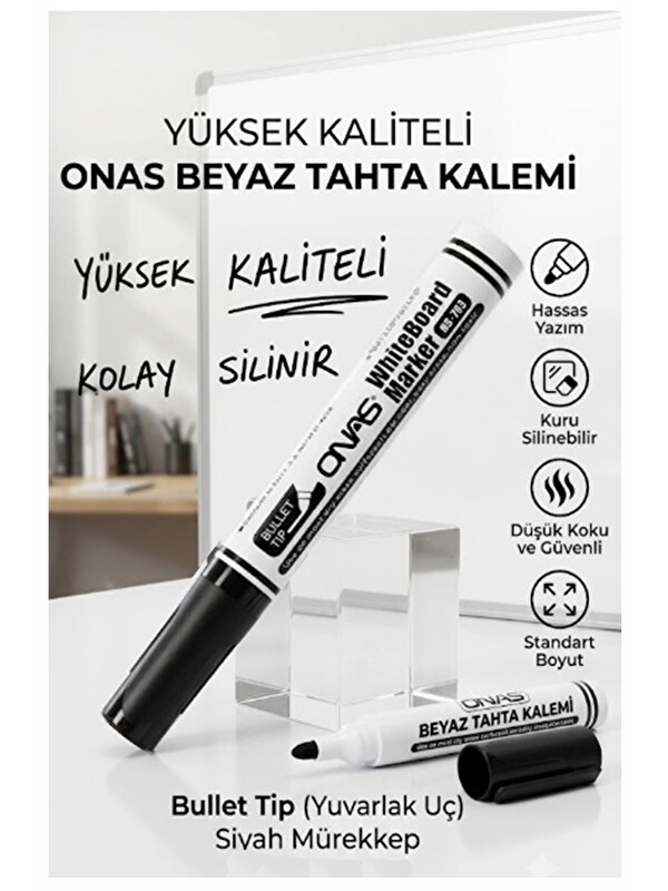 Artlantis Beyaz Yazı Tahta Kalemi 1 Adet Onas Yazı Tahta Kalemi Kolay Silinebilir Tahta Kalemi