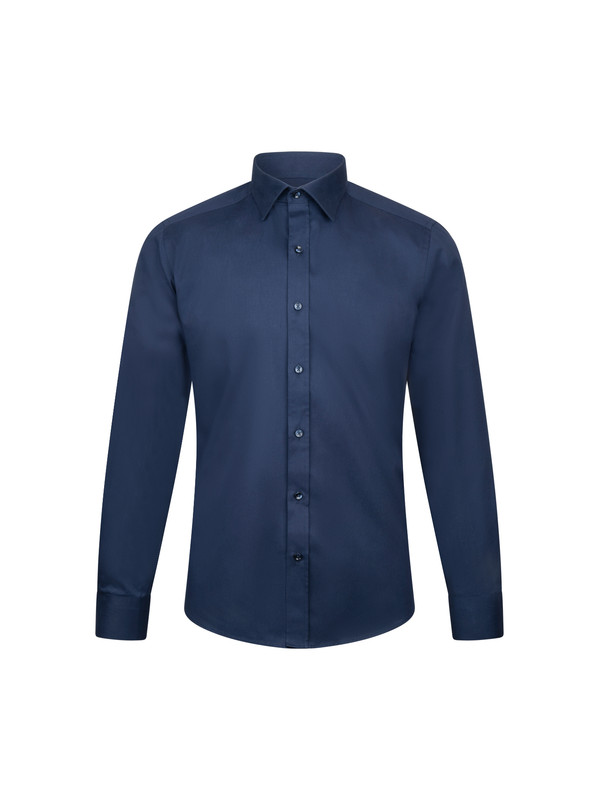 Hatemoğlu Lacivert Slim Fit Slim Yaka 100% Pamuk Uzun Kollu Flanel Gömlek