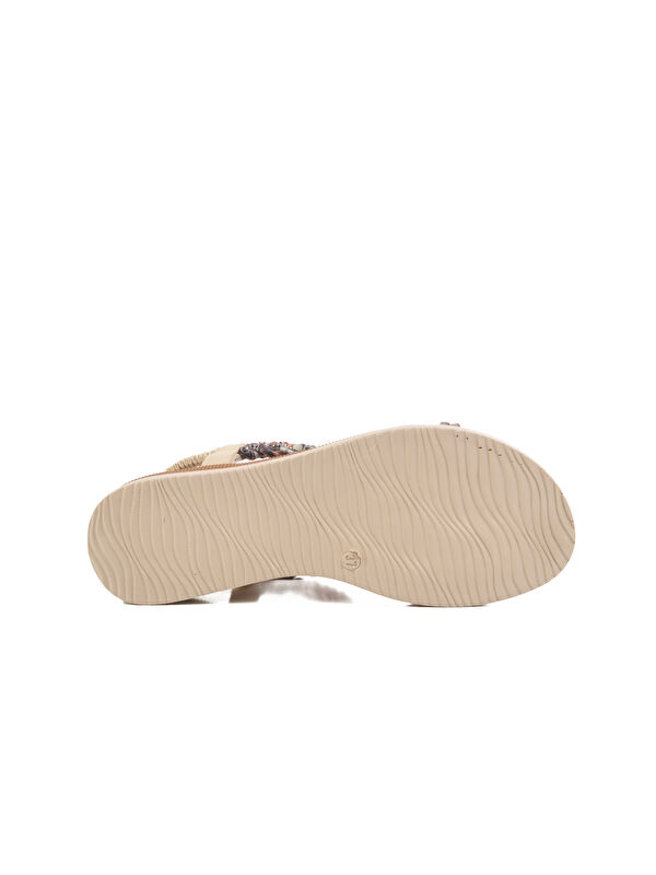 Bej İşlemeli Hafif İnce Taban Kadın Sandalet 358131 Z - Görsel 6