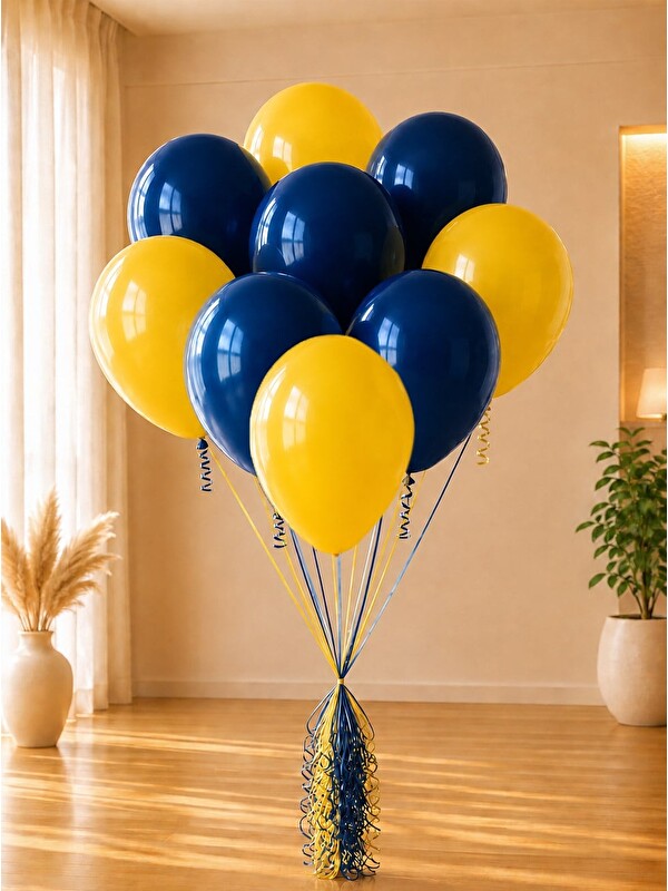 Parti Adresi Sarı Lacivert Balon 10'lu 12”