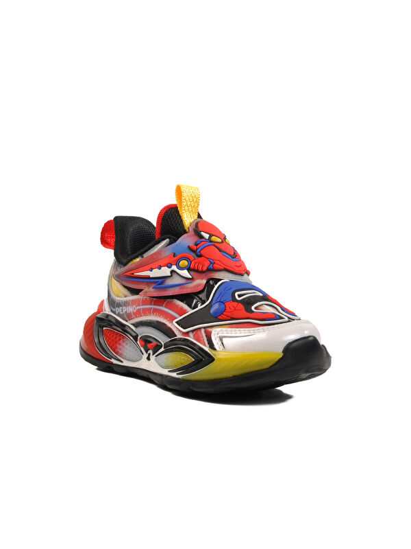 Siyah Kırmızı Cırtlı Unisex Çocuk Spor Ayakkabı 1943 P - Görsel 4