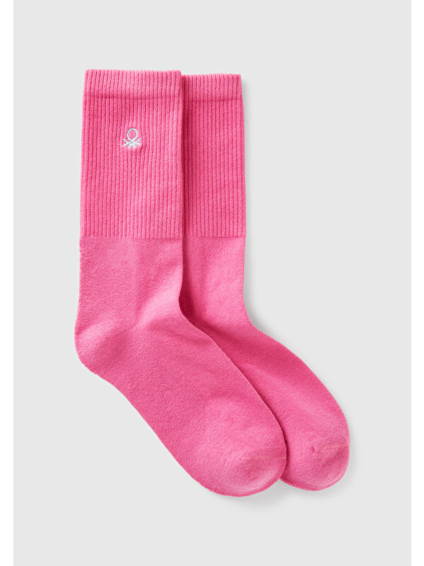 United Colors Of Benetton Unisex Pembe Benetton Logolu Soket Çorap