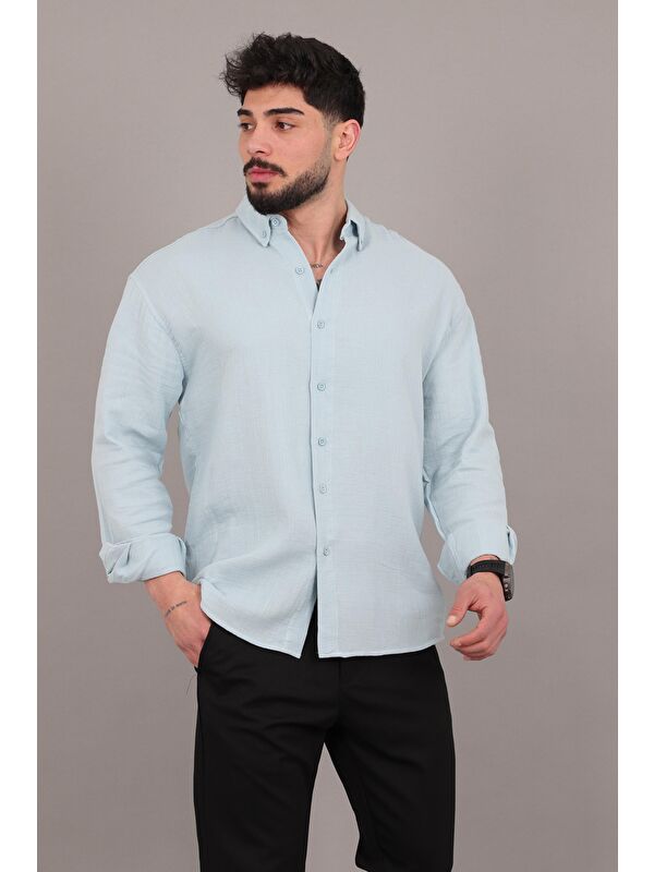 Stilkombin Oversize Müslin Yazlık Uzun Kol Gömlek MRS 202_40417
